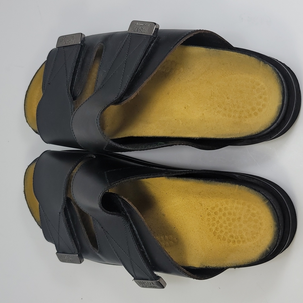 Versace Jeans Couture Flip Flops. Black Leather. Size 43 - Picture 4 of 9